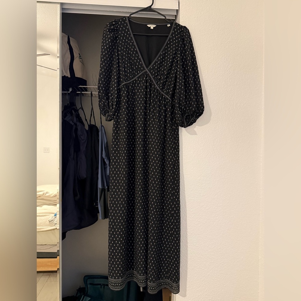 Max Studio Black Long Sleeve Dress with White Pattern